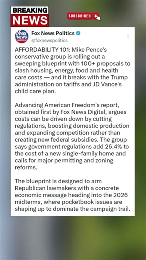 BREAKING: Mike Pence Group Unveils 100+ Proposals to Cut U.S. Living Costs 🇺🇸💰🚨