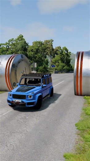 Cars and Gargo Truck vs Giant Pit Bollards Crash - BeamNG.Drive
