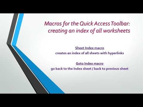 Excel Sheet Index Macro