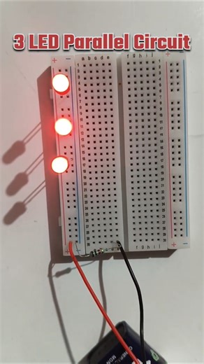 3 LED Parallel Circuit on Breadboard (Easy Project) | #shorts #ytshorts #shortsfeed #youtubeshorts