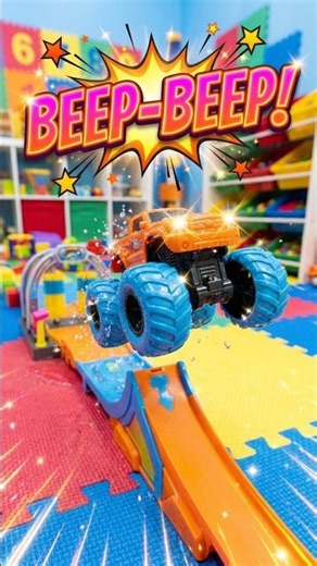 Monster Truck Mud Crash & Rainbow Car Wash! 🚜💨 Toy Cars #shorts