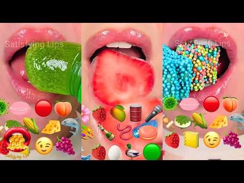 1 HOUR COMPILATION Satisfying ASMR Mukbang Eating  Emoji Food