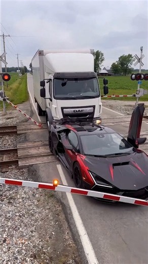 This Lambo Almost Got HIT by a Train!! (Too Close) #relatable #shorts #reels