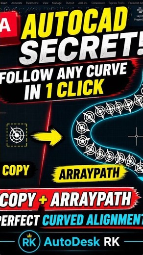 AutoCAD Secret: Align Objects Perfectly Along Any Curve with ARRAYPATH! 🤯 #autocad #tutorial #facts