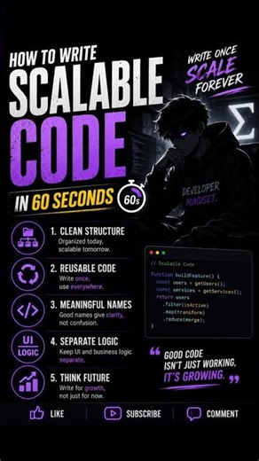 How to Write Scalable Code 🚀 | Developer Tips in 60 Seconds 🚀 #coding #developer