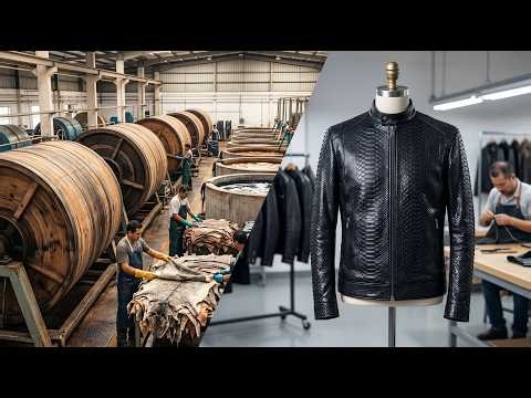 Inside a Massive Exotic Leather Factory: From Raw Python Skin to Luxury Jacket (Full Process)