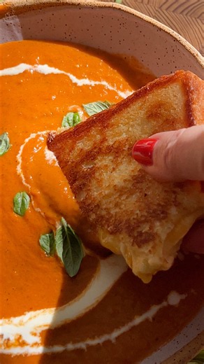 We've been making our roasted Tomato Soup about 1,000 times a year for the last 15 years!! It's SO SO good! 🔗 in b!o for the full recipe or comments (to copy and paste!)