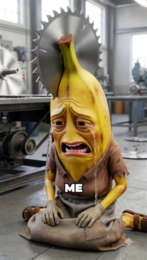 Banana with a saw blade on head .. #story #fruitstory #aistory #viral | banana