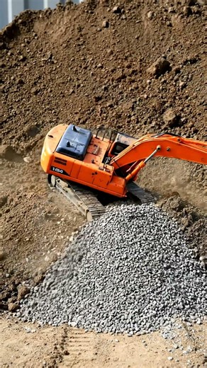 Excavator Power: Watch Heavy Machinery Dump Gravel! 🏗️