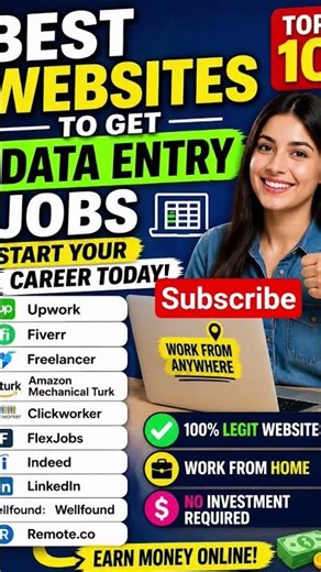 Best websites to get Data Entry job. #digitalskills #computerlearning #trendingshorts