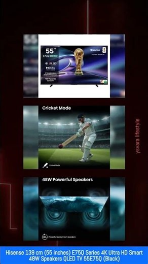 Hisense 139 cm (55 inches) E75Q Series 4K Ultra HD Smart 48W Speakers QLED TV 55E75Q (Black)