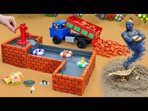 DIY Science Project Mini Water Well - How to make a modern Hand Pump and Mini Pool Tank With Bricks