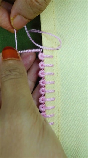 Superb viral border lace hand embroidery #embroidery #loopstitch #sewing #diynstitch #mehndi #beginn