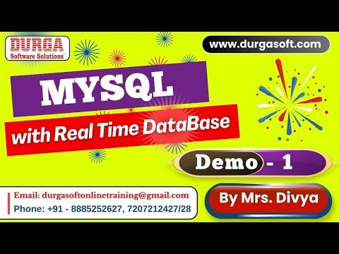 MYSQL with Real Time DataBase tutorials || Demo - 1 || by Mrs. Divya On 05-01-2026 @8PM (IST)