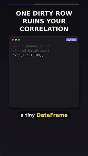 How One Outlier Skews Correlation in Pandas – Data Science Tip #datascience #python #machinelearning