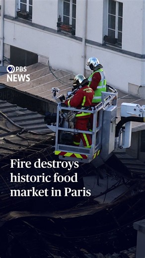 Fire destroys historic food market in Paris