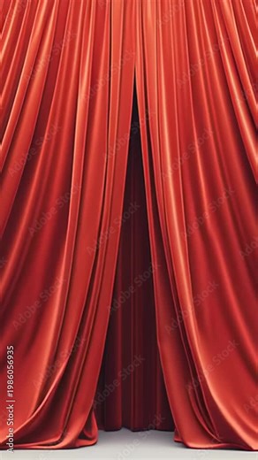 Luxurious red silk curtain closing at the end of a show. Dramatic lighting enhances the rich fabric texture, perfect for any theater event