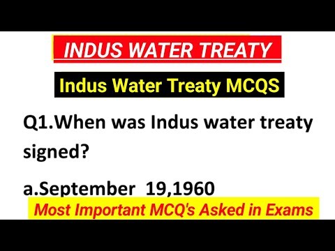 Indus Water Treaty MCQS | Most Important Questions & Answers For Exams
