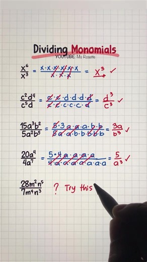 Simplifying Rational Expression | Dividing Monomials #mathematics #learnmath #tutorial #learnontiktok