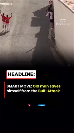 Daily News on Instagram: "During a bull-run style event where bulls are released into public streets, people were seen running to save themselves. An elderly man stood calmly near a roadside drain as a bull charged toward him. Instead of panicking, he waited till the last 2–3 seconds and suddenly slipped straight into the drain, narrowly escaping the bull. His quick thinking and genius strategy stunned everyone watching. . . . . . #news #dailynews #777_breaking #viral #inatagram #trending #usane
