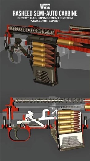 Rasheed Carbine Mechanism Explained | Internal 3D Animation #Shorts