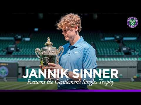 Jannik Sinner returns the Gentlemen's Singles trophy to Wimbledon 🏆