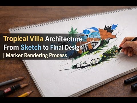 👉 “Tropical Villa Architecture — From Sketch to Final Design | Marker Rendering Process (Full Video)