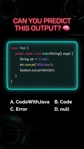 Most Java Beginners Fail This String Question 😵‍💫 | Java Output Challenge #java #javaprogramming