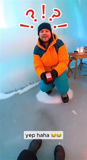 Proposal in the freezing ice cave went WRONG 🥶 #proposal #prank #shorts