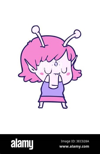 pixelize effect animation of cartoon of an alien girl Stock Video Footage - Alamy