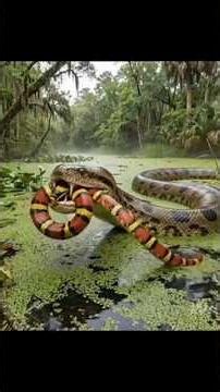 Monster Snake Attack: Giant Anaconda Eats Smaller Snake in Deep Pond! 😲#snake #anaconda #dangerous