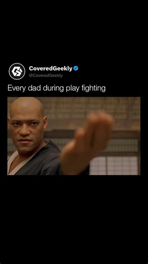 CoveredGeekly on Instagram: "😭 The Matrix is known for its intense fight choreography and stylized action, blending martial arts with slow motion visuals and philosophical themes. The training and combat scenes are designed to show dominance, control, and the gap between experience and confidence. The fight between Neo and his mentor inside the Matrix captures that perfectly, especially in edits where Neo gets completely overpowered. It mirrors the way dads take play fighting way too seriously,