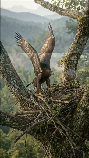 Black Eagle Calling in Flight & Landing at Its Nest 🦅 | Wildlife Documentary | Creativity Nature