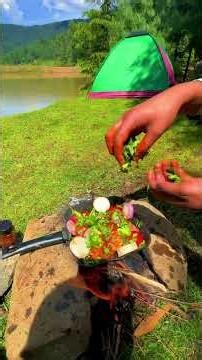 Cooking Meat, Eggs & Veggies in the Wild | Lake Side Campfire Meal”