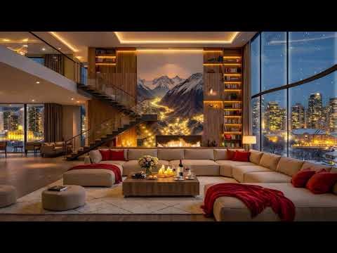 Warm Winter Night Jazz in a Luxury Apartment 🎷❄️ | 4K Ambience for Deep Focus, Work & Study