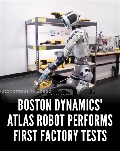 #TECH: 🤖Boston Dynamics' latest, fully electric Atlas robot is undergoing its first real-world factory tests at a Hyundai Motor Group manufacturing facility in Georgia, US. This marks the first commercial deployment of the robot and a major step toward integrating advanced humanoid robotics into industrial settings. - 📹: Boston Dynamics | Entrelligence