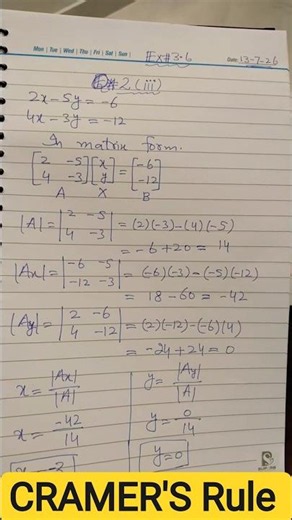 CRAMER'S Rule #maths #10thclassmath #bodlaacademy
