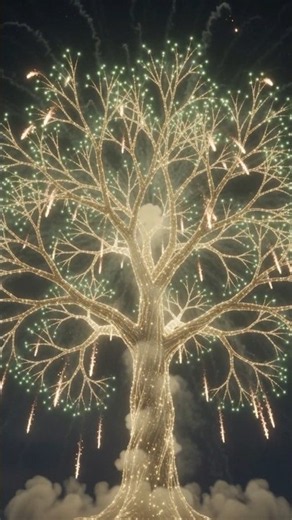 Amazing Tree-Shaped Firework Explosion! 😱🎆#Fireworks #AmazingFireworks #FireworkShow