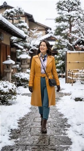 💛 OLD MONEY MATURE WOMAN | Mustard Leather Trench & Lavender Silk #oldmoney #womenover50 #shorts