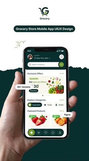 Grocery App Design in Figma | Grocery App UI Design | App UIUX Design | UIUX Design | Mobile App UI