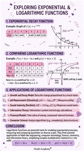 Logarithmic Functions | Graphs, Examples & Applications | Grade 12 | Noshi Academy