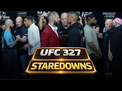 UFC 327 Staredowns. Prochazka and Ulberg Shake Hands, Costa And Murzakanov Separated | MMA FIghting