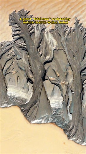A cool natural phenomenon, known as the "tidal tree," emerged from the shores of the Yangtze River in Wuhu, east China's Anhui Province! Seen from above, its intricate branches spread across the tidal flats like a giant, delicate etching crafted by the waters. Share this if you're into nature's magic. #flyoverchina #tidal #nature #chinatravel | China Xinhua News