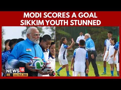 PM Modi Ditches Kurta For Football Spikes | Plays Football In Gangtok With Youngsters | 4K