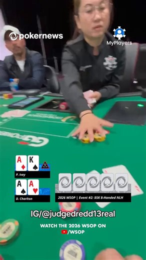 😬 @PhilIvey is all-in and CRUSHED?!The poker goat is at risk in the @WSOP $5K 8-Handed, and dominated by @judgedredd13's aces! Surely there's no way out for Ivey...