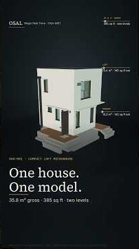 Tiny house design in FreeCAD: a 35.8 m² two-level microhouse, floor by floor (BIM fly-through)
