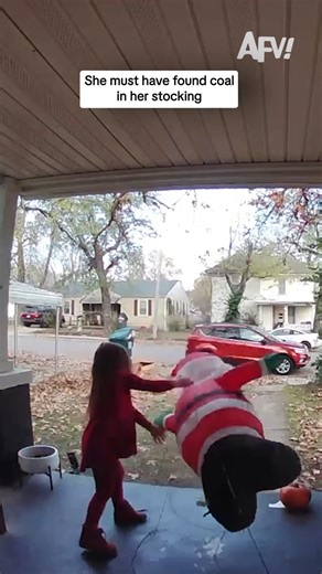 Poor inflatable Santa 😭 #afv #christmas #funny | America's Funniest Home Videos