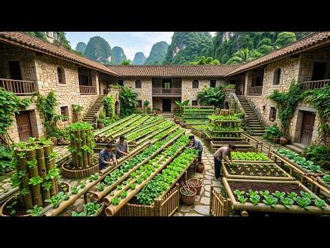 300 Days Building A Bamboo House In The Forest: Building Bamboo Pipes For Growing Vegetables