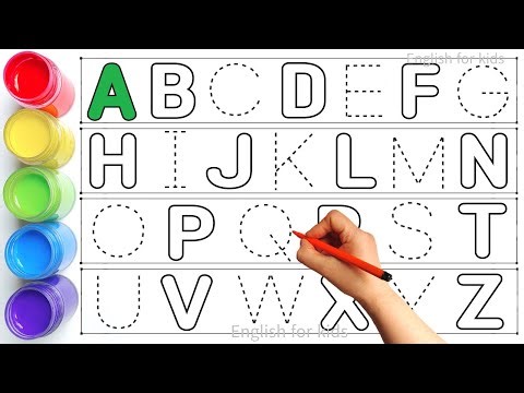 Alphabet, ABC song, abcd, a to z, Kids rhymes, collection for writing along dotted lines for toddler