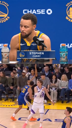 Steph Curry couldn’t decide when asked what kind of three he likes more, the look away three or the logo three! 👀 | NBA